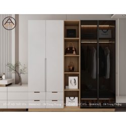 Tủ quần áo gỗ HTA cánh kính, phong cách hiện đại