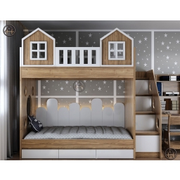 Giường tầng gỗ hình ngôi nhà HTA đáng yêu cho bé
