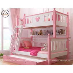 Giường tầng màu hồng đáng yêu dành cho các bé gái
