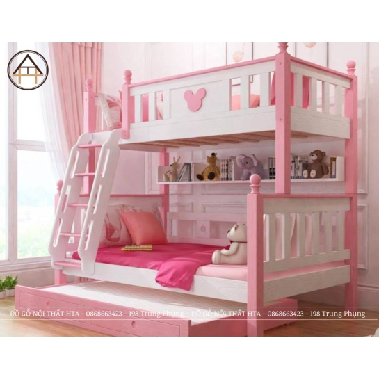 Giường tầng có 2 bàn học - Khơi nguồn cảm hứng học tập cho bé