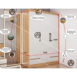 Tủ quần áo 3 buồng đẹp HTA tiện nghi cho không gian hiện đại