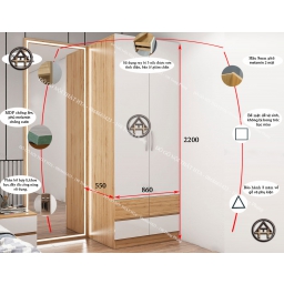 Tủ quần áo 2 cánh nhỏ gọn HTA lựa chọn của cuộc sống tương lai