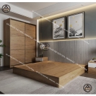 Giường hộp gỗ cao cấp HTA sát sàn phong cách Nhật Bản