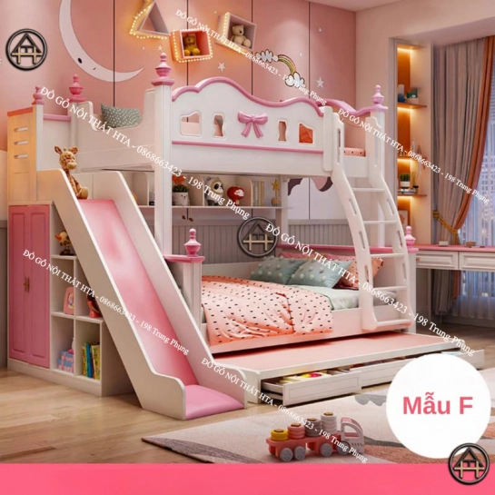 Giường tầng có 2 bàn học - Khơi nguồn cảm hứng học tập cho bé