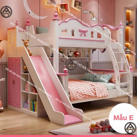 Giường tầng có cầu trượt Đồ Gỗ Nội Thất HTA