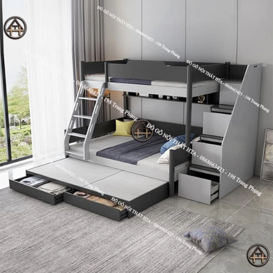 Giường tầng có 2 bàn học - Khơi nguồn cảm hứng học tập cho bé