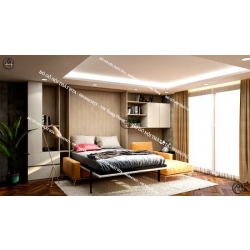 Giường thông minh gắn tường kèm ghế sofa HTA