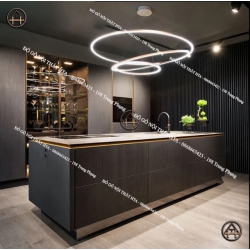 Tủ bếp inox mặt đá hiện đại, dễ vệ sinh