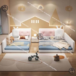 Giường phản da PU đẹp cho bé Đồ gỗ nội thất HTA