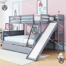 Giường tầng trẻ em có cầu trượt hiện đại Đồ Gỗ Nội Thất HTA