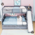 Giường tầng trẻ em có cầu trượt hiện đại Đồ Gỗ Nội Thất HTA