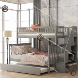 Giường 3 tầng đẹp gỗ tự nhiên Đồ Gỗ Nội Thất HTA