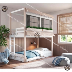 Giường 2 tầng hình nhà đẹp Đồ Gỗ Nội Thất HTA