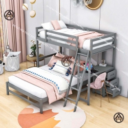 Giường tầng đẹp có bàn học Đồ Gỗ Nội Thất HTA