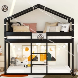 Giường tầng đẹp hình mái nhà cho bé Đồ Gỗ Nội Thất HTA