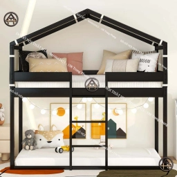 Giường tầng đẹp hình mái nhà cho bé Đồ Gỗ Nội Thất HTA