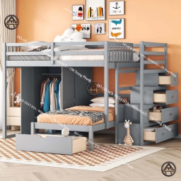 Giường 2 tầng có tủ quần áo Đồ Gỗ Nội Thất HTA
