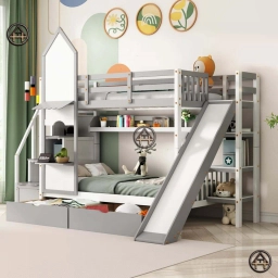 Giường tầng có cầu trượt hiện đại Đồ Gỗ Nội Thất HTA