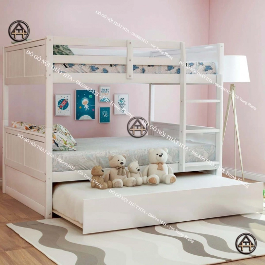 Giường tầng có 2 bàn học - Khơi nguồn cảm hứng học tập cho bé