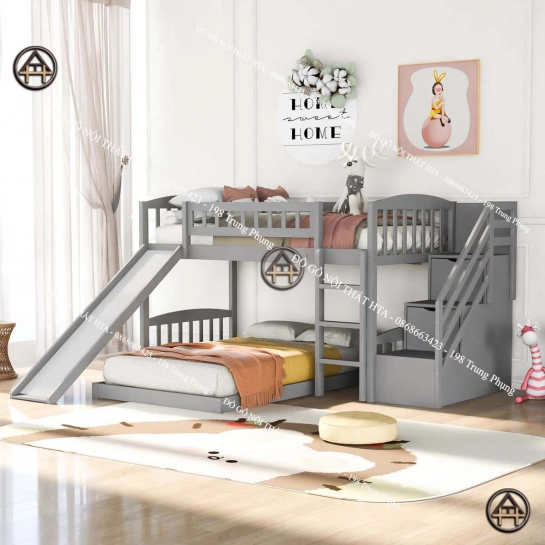 Giường tầng có cầu trượt Đồ Gỗ Nội Thất HTA