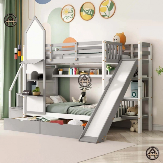 Giường tầng có cầu trượt Đồ Gỗ Nội Thất HTA