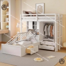 Giường tầng gỗ công nghiệp có tủ quần áo cho bé - Đồ Gỗ Nội Thất HTA