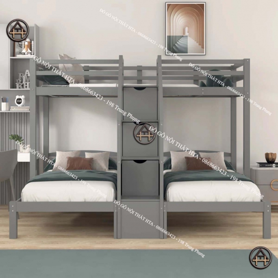 Giường tầng có 1 giường trên 2 giường dưới - Giải pháp hoàn hảo cho phòng ngủ nhỏ gọn