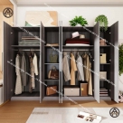 Tủ quần áo gỗ giá rẻ có 6 cánh lớn cho phòng ngủ hoặc phòng khách