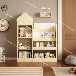 Kệ sách gỗ cho trẻ em có nhiều ngăn, kệ