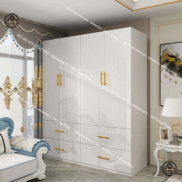 Tủ quần áo gỗ đẹp giá rẻ màu trắng tinh tế, thanh lịch