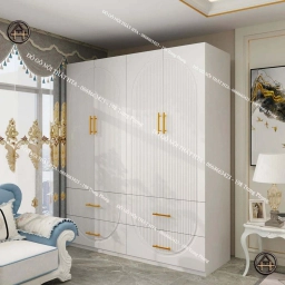 Tủ quần áo gỗ đẹp giá rẻ màu trắng tinh tế, thanh lịch