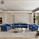 Bộ sofa xanh coban sở hữu thiết kế Chesterfield cổ điển, sang trọng