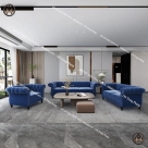 Bộ sofa xanh coban sở hữu thiết kế Chesterfield cổ điển, sang trọng