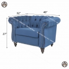 Bộ sofa xanh coban sở hữu thiết kế Chesterfield cổ điển, sang trọng