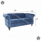 Bộ sofa xanh coban sở hữu thiết kế Chesterfield cổ điển, sang trọng