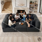 Sofa góc 6 chỗ ngồi dành cho phòng khách lớn