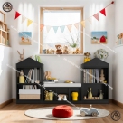 Kệ sách trẻ em có ghế ngồi giúp lưu trữ sách vở đồ đạc ngăn nắp