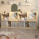 Kệ sách Montessori 3 tầng kèm rèm che tiện lợi