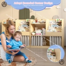 Kệ sách Montessori 3 tầng kèm rèm che tiện lợi