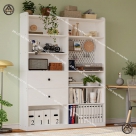 Kệ sách 8 ngăn kèm bảng Pegboard và ngăn kéo sâu 