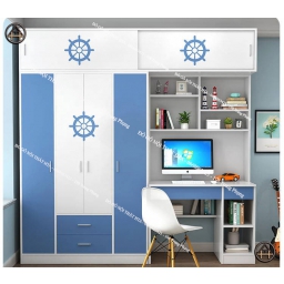 Tủ quần áo kết hợp bàn học cho bé, xinh xắn, tiện lợi