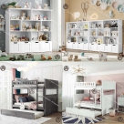 COMBO TIỆN ÍCH CHO BÉ | GIƯỜNG TẦNG 3 TẦNG & TỦ SÁCH CAO CẤP HTA