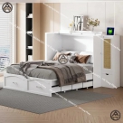 COMBO TỐI ƯU | GIƯỜNG GỖ THÔNG MINH & TỦ QUẦN ÁO CÓ GƯƠNG HTA