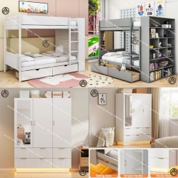 COMBO TIỆN ÍCH | GIƯỜNG TẦNG 3 TẦNG & TỦ SÁCH ĐA NĂNG HTA