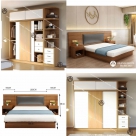 COMBO TỐI GIẢN | GIƯỜNG NGỦ BỆT KIỂU NHẬT CAO CẤP & TỦ QUẦN ÁO CỬA TRƯỢT