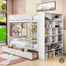 COMBO XINH XẮN | GIƯỜNG TẦNG CÓ TỦ SÁCH, BÀN HỌC CỬA KÍNH & TỦ QUẦN ÁO NGÔI NHÀ CHO TRẺ