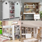 COMBO XINH XẮN | GIƯỜNG TẦNG CÓ TỦ SÁCH, BÀN HỌC CỬA KÍNH & TỦ QUẦN ÁO NGÔI NHÀ CHO TRẺ