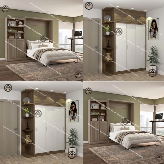 COMBO TỐI ƯU | GIƯỜNG GẤP THÔNG MINH KÈM TỦ & TỦ QUẦN ÁO GỖ MDF