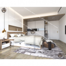 COMBO CHUNG CƯ | GIƯỜNG HỘP GỖ CÔNG NGHIỆP & TỦ QUẦN ÁO KÍNH ĐẸP