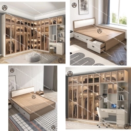 COMBO CHUNG CƯ | GIƯỜNG HỘP GỖ CÔNG NGHIỆP & TỦ QUẦN ÁO KÍNH ĐẸP